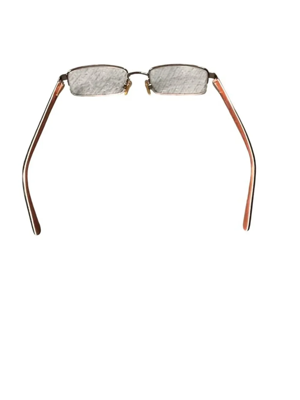 Burberry Unisex Rectangular Prescription Eyeglasses Brown & Peach Metal Frame